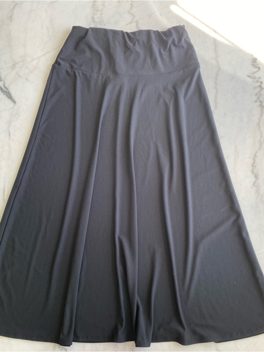 Ashley Blue Charcoal Black Maxi Women's Skirt - Soft Stretch Knit Size Medium.
